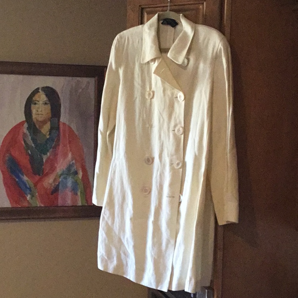 Donna Karan XL linen coat trench length